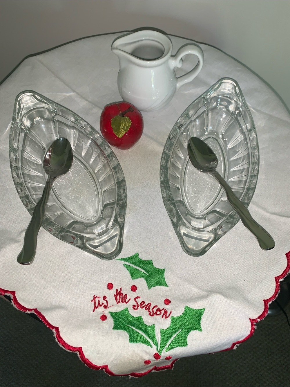 Clear Glass Banana Split Boats with Stainless Steel Fire Spoons - Set of 2